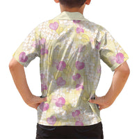 Anthurium Plumeria Lei Pastel Family Matching Off Shoulder Maxi Dress and Hawaiian Shirt Yellow Hawaiian Splendid Palaka