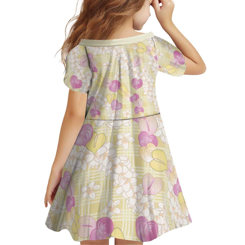 Anthurium Plumeria Lei Pastel Family Matching Off Shoulder Maxi Dress and Hawaiian Shirt Yellow Hawaiian Splendid Palaka