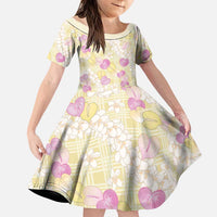 Anthurium Plumeria Lei Pastel Family Matching Summer Maxi Dress and Hawaiian Shirt Yellow Hawaiian Splendid Palaka