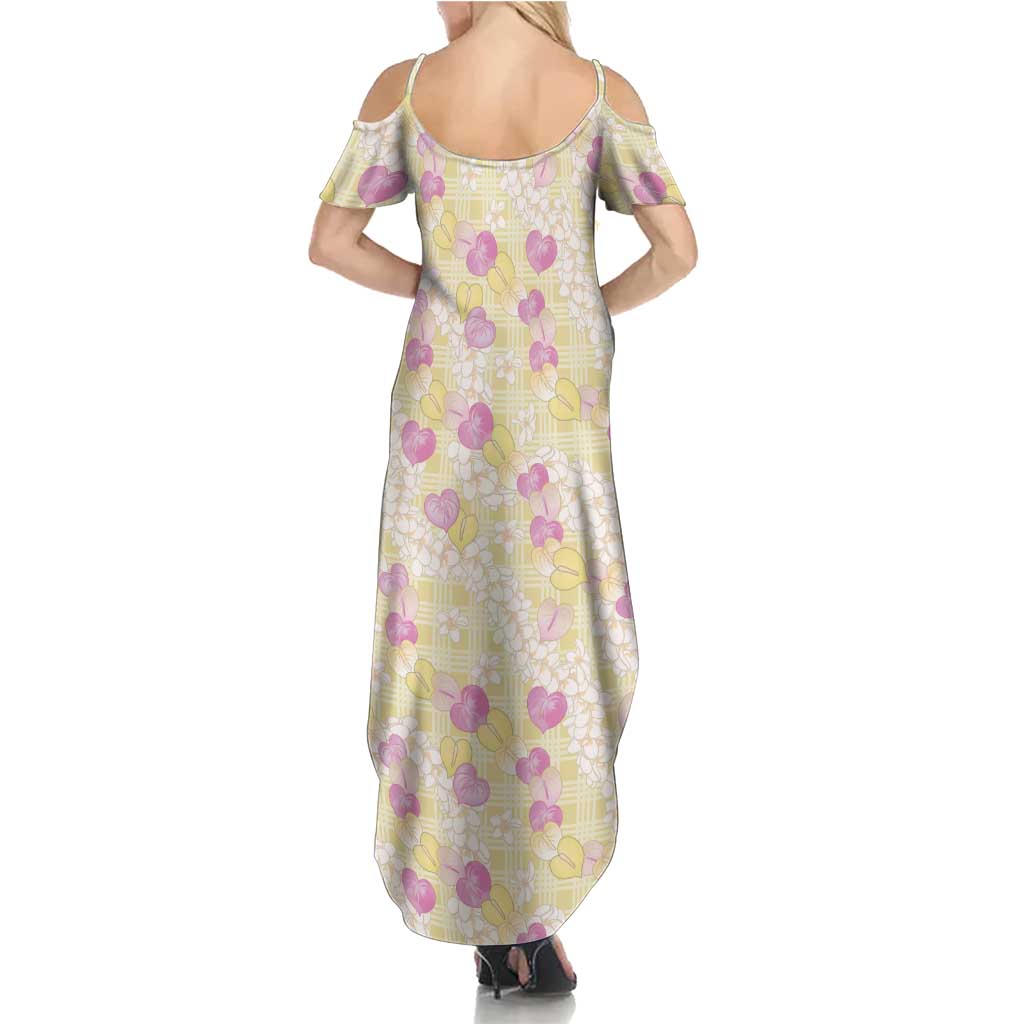 Anthurium Plumeria Lei Pastel Family Matching Summer Maxi Dress and Hawaiian Shirt Yellow Hawaiian Splendid Palaka
