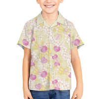 Anthurium Plumeria Lei Pastel Family Matching Summer Maxi Dress and Hawaiian Shirt Yellow Hawaiian Splendid Palaka