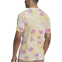 Anthurium Plumeria Lei Pastel Rugby Jersey Yellow Hawaiian Splendid Palaka LT01 - Polynesian Pride