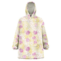 Anthurium Plumeria Lei Pastel Wearable Blanket Hoodie Yellow Hawaiian Splendid Palaka