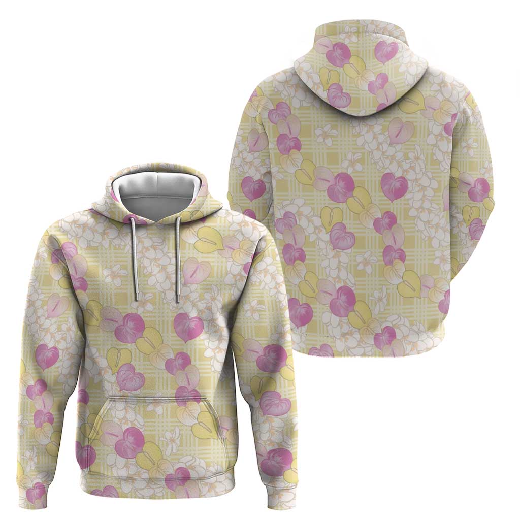 Anthurium Plumeria Lei Pastel Zip Hoodie Yellow Hawaiian Splendid Palaka LT01 - Polynesian Pride
