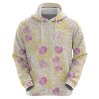 Anthurium Plumeria Lei Pastel Zip Hoodie Yellow Hawaiian Splendid Palaka LT01 - Polynesian Pride
