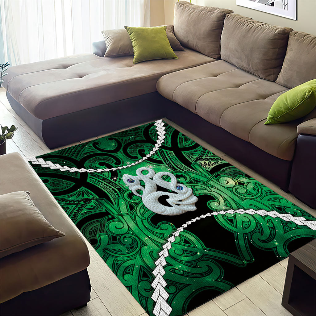 Maori Matariki Manaia Kakariki Area Rug Maori Kowhaiwhai Pattern Galaxy LT01 - Polynesian Pride