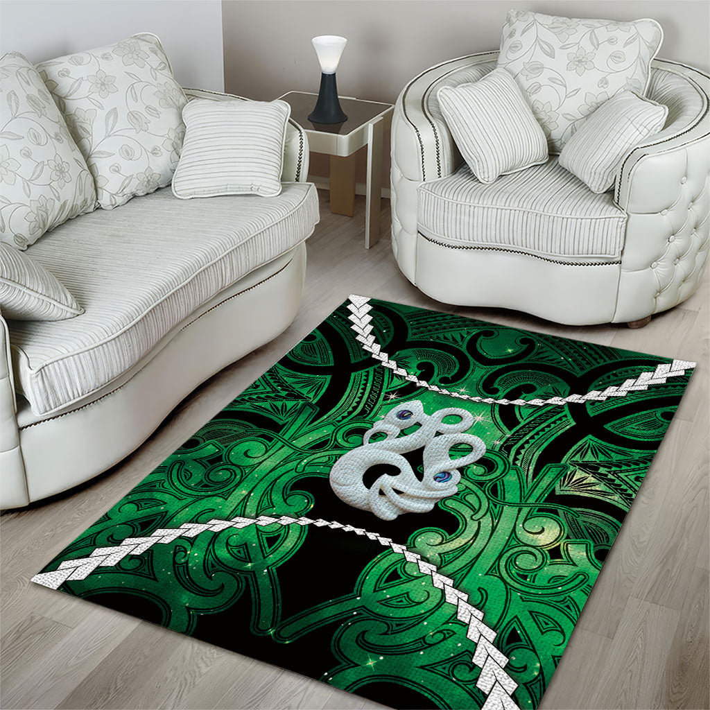 Maori Matariki Manaia Kakariki Area Rug Maori Kowhaiwhai Pattern Galaxy LT01 - Polynesian Pride