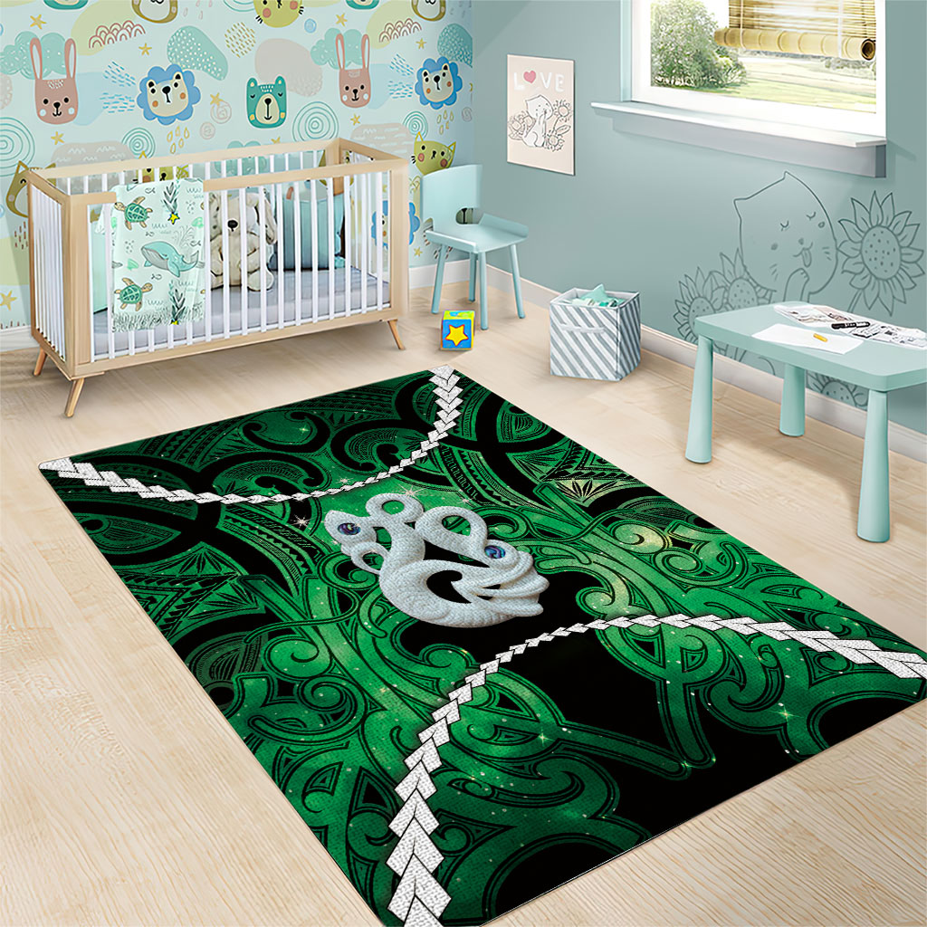 Maori Matariki Manaia Kakariki Area Rug Maori Kowhaiwhai Pattern Galaxy LT01 - Polynesian Pride