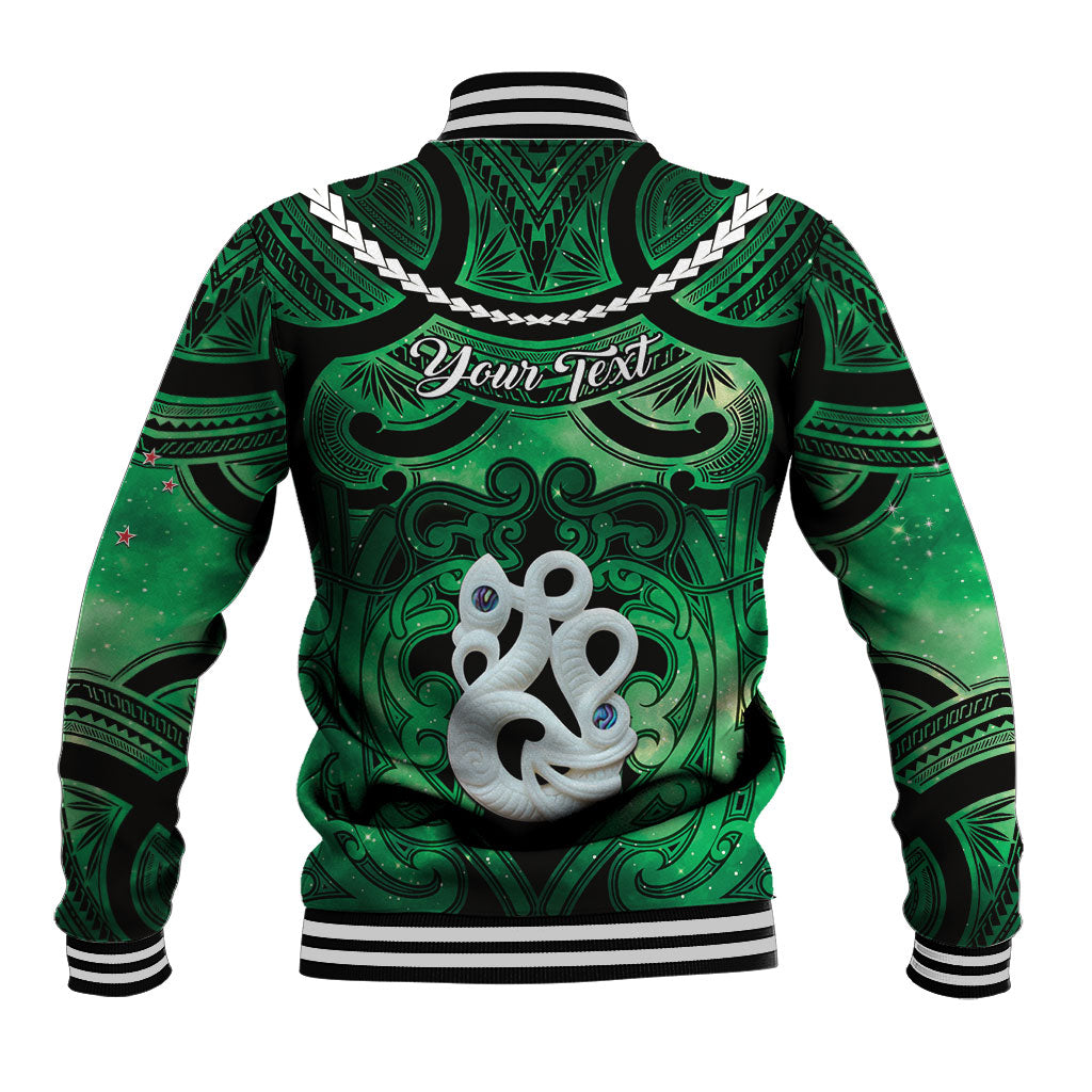 Personalised Maori Matariki Manaia Kakariki Baseball Jacket Maori Kowhaiwhai Pattern Galaxy LT01 - Polynesian Pride