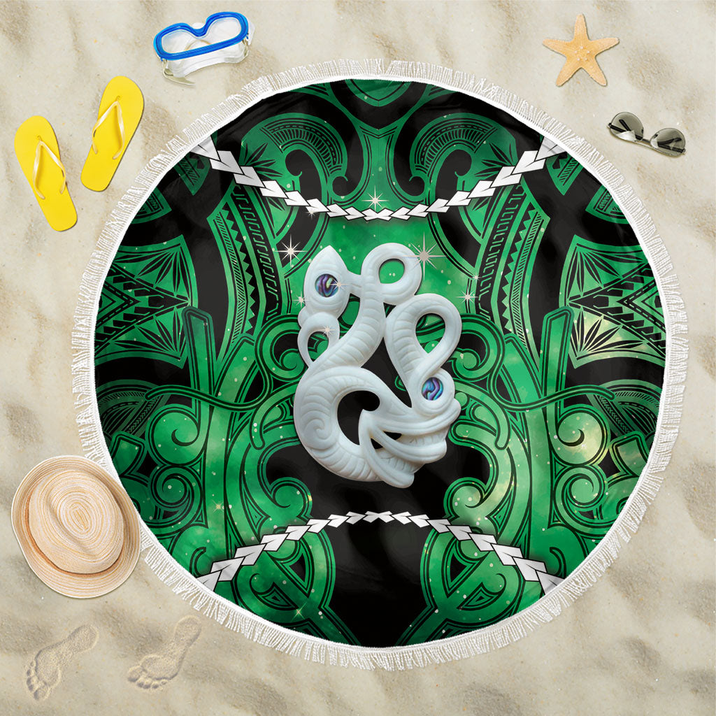 Maori Matariki Manaia Kakariki Beach Blanket Maori Kowhaiwhai Pattern Galaxy
