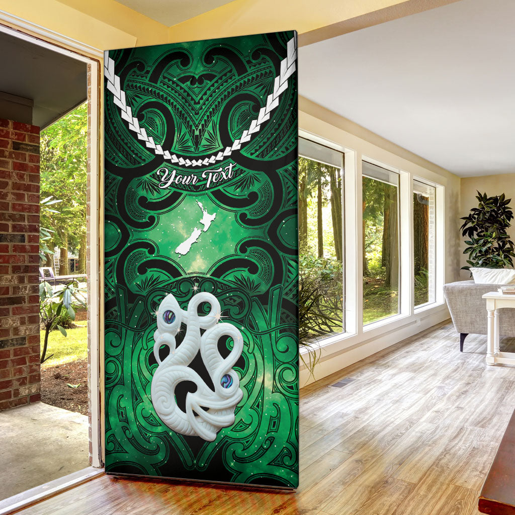 Personalised Maori Matariki Manaia Kakariki Door Cover Maori Kowhaiwhai Pattern Galaxy LT01 - Polynesian Pride
