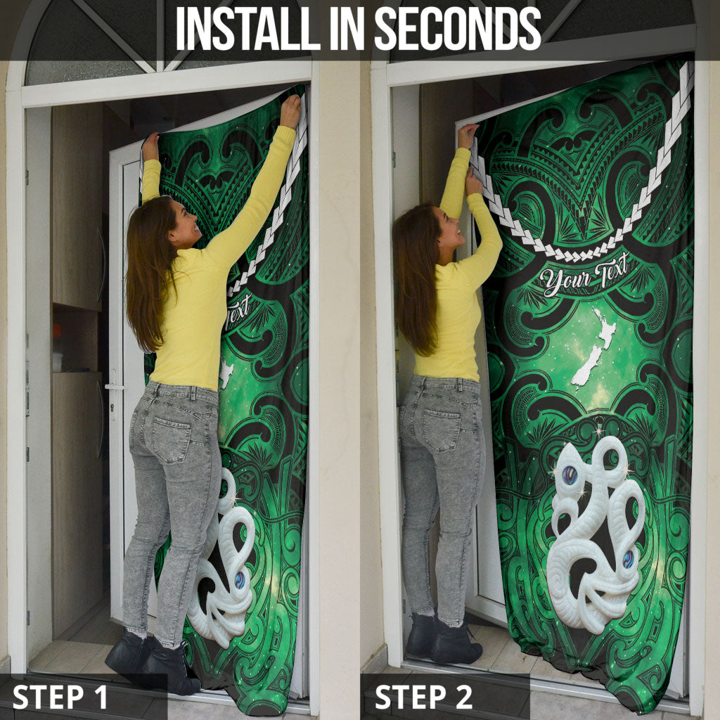 Personalised Maori Matariki Manaia Kakariki Door Cover Maori Kowhaiwhai Pattern Galaxy LT01 - Polynesian Pride