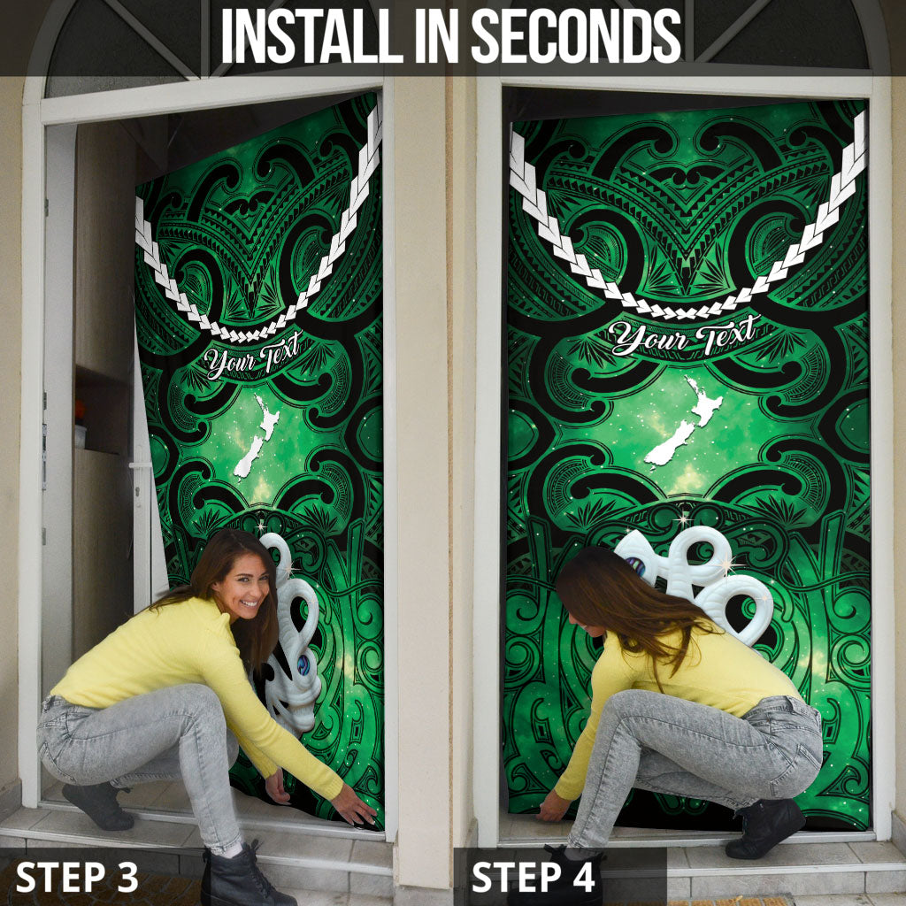 Personalised Maori Matariki Manaia Kakariki Door Cover Maori Kowhaiwhai Pattern Galaxy LT01 - Polynesian Pride