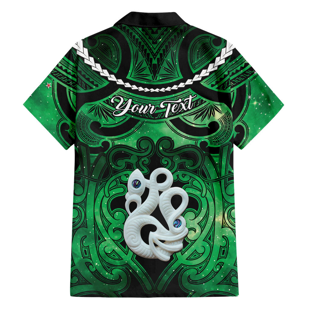 Personalised Maori Matariki Manaia Kakariki Family Matching Off The Shoulder Long Sleeve Dress and Hawaiian Shirt Maori Kowhaiwhai Pattern Galaxy LT01 - Polynesian Pride