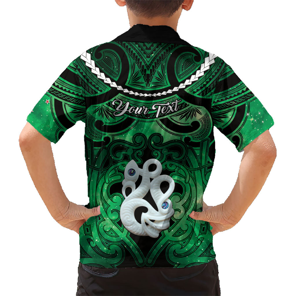 Personalised Maori Matariki Manaia Kakariki Family Matching Short Sleeve Bodycon Dress and Hawaiian Shirt Maori Kowhaiwhai Pattern Galaxy LT01 - Polynesian Pride