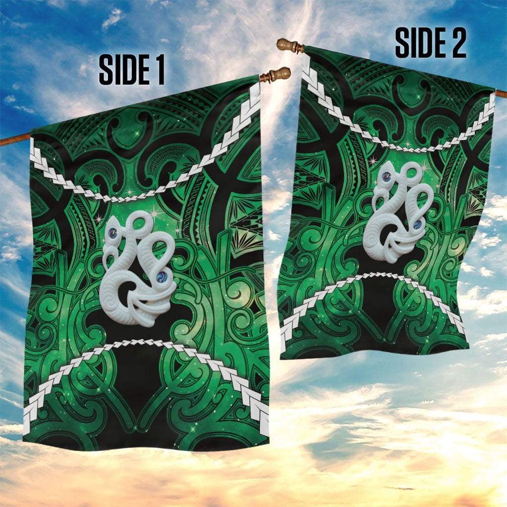 Maori Matariki Manaia Kakariki Garden Flag Maori Kowhaiwhai Pattern Galaxy LT01 - Polynesian Pride