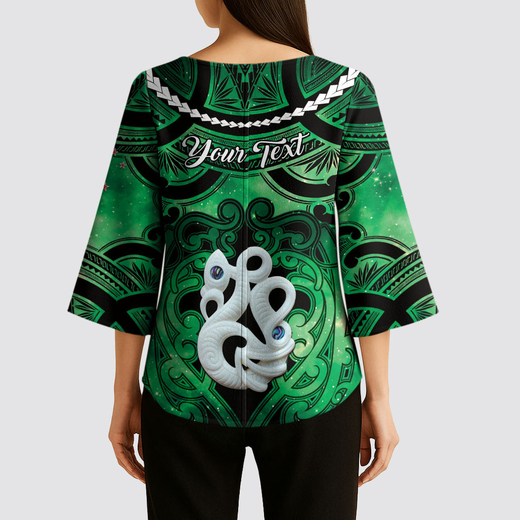 Personalised Maori Matariki Manaia Kakariki Kimono Sleeve Blouse Maori Kowhaiwhai Pattern Galaxy LT01 - Polynesian Pride