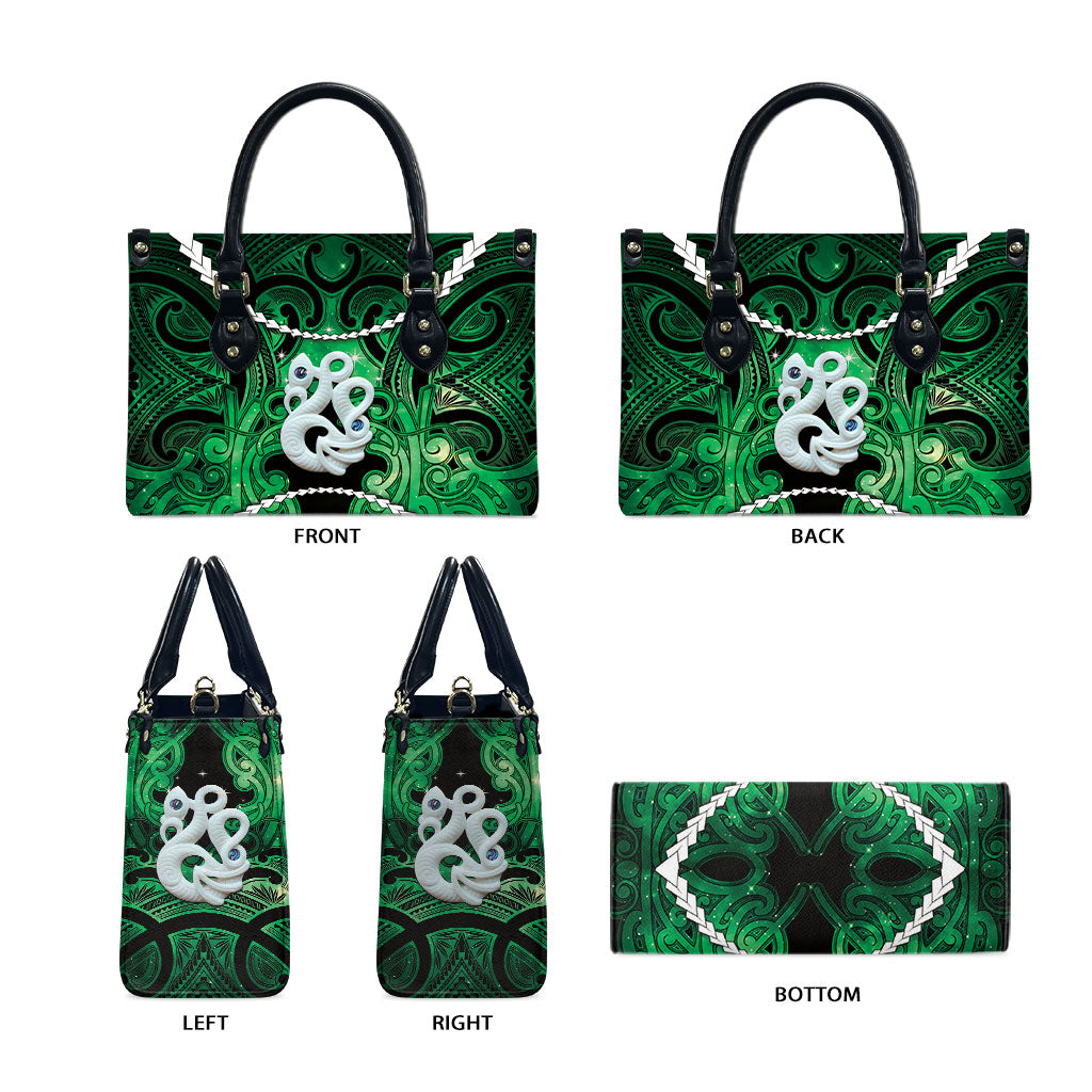 Maori Matariki Manaia Kakariki Leather Bag Maori Kowhaiwhai Pattern Galaxy LT01 - Polynesian Pride