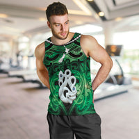 Personalised Maori Matariki Manaia Kakariki Men Tank Top Maori Kowhaiwhai Pattern Galaxy LT01 Green - Polynesian Pride