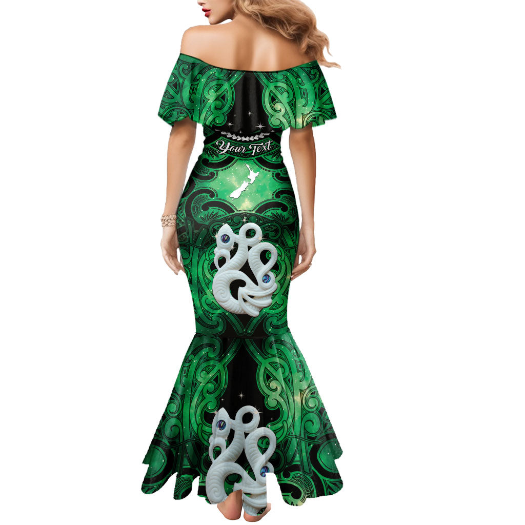 Personalised Maori Matariki Manaia Kakariki Mermaid Dress Maori Kowhaiwhai Pattern Galaxy LT01 - Polynesian Pride