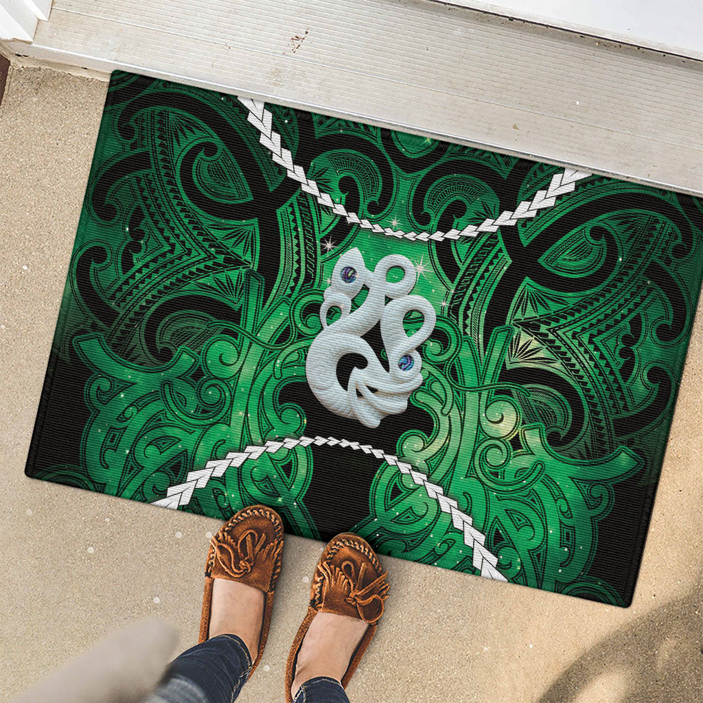 Maori Matariki Manaia Kakariki Rubber Doormat Maori Kowhaiwhai Pattern Galaxy LT01 - Polynesian Pride