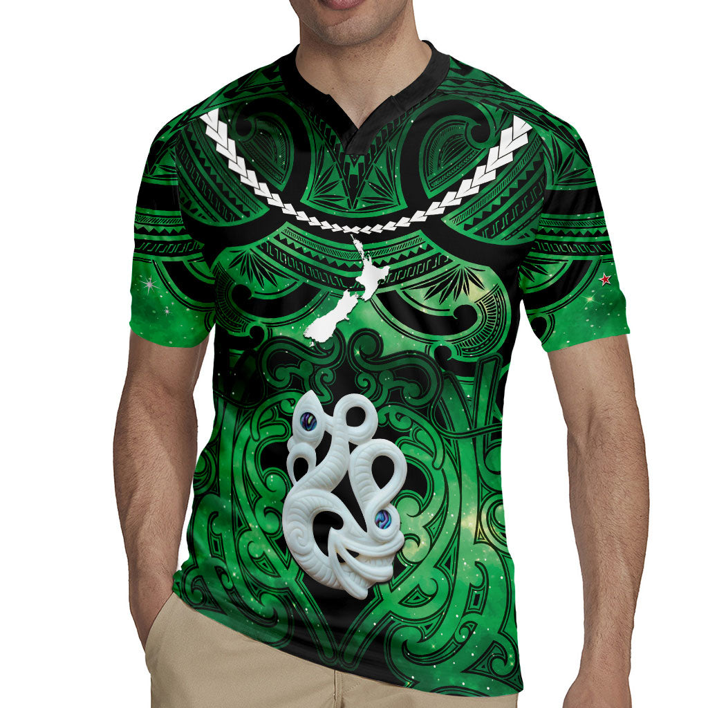 Personalised Maori Matariki Manaia Kakariki Rugby Jersey Maori Kowhaiwhai Pattern Galaxy