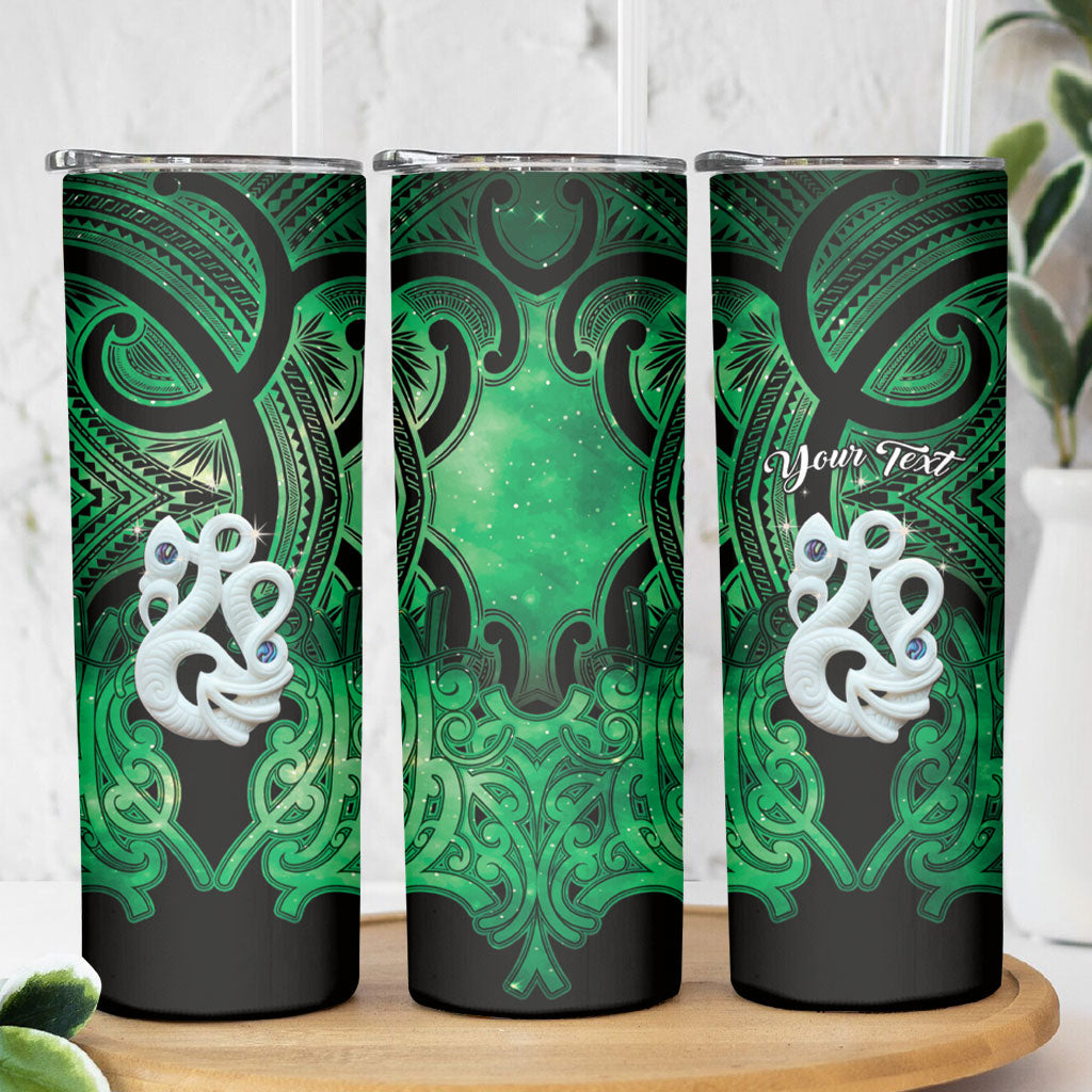 Personalised Maori Matariki Manaia Kakariki Skinny Tumbler Maori Kowhaiwhai Pattern Galaxy LT01 - Polynesian Pride