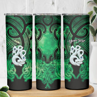 Personalised Maori Matariki Manaia Kakariki Skinny Tumbler Maori Kowhaiwhai Pattern Galaxy LT01 - Polynesian Pride