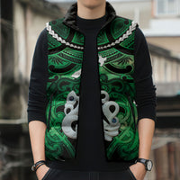 Personalised Maori Matariki Manaia Kakariki Sleeveless Puffer Jacket Maori Kowhaiwhai Pattern Galaxy LT01 - Polynesian Pride