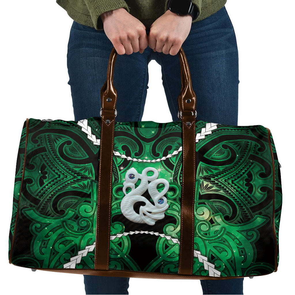 Maori Matariki Manaia Kakariki Travel Bag Maori Kowhaiwhai Pattern Galaxy