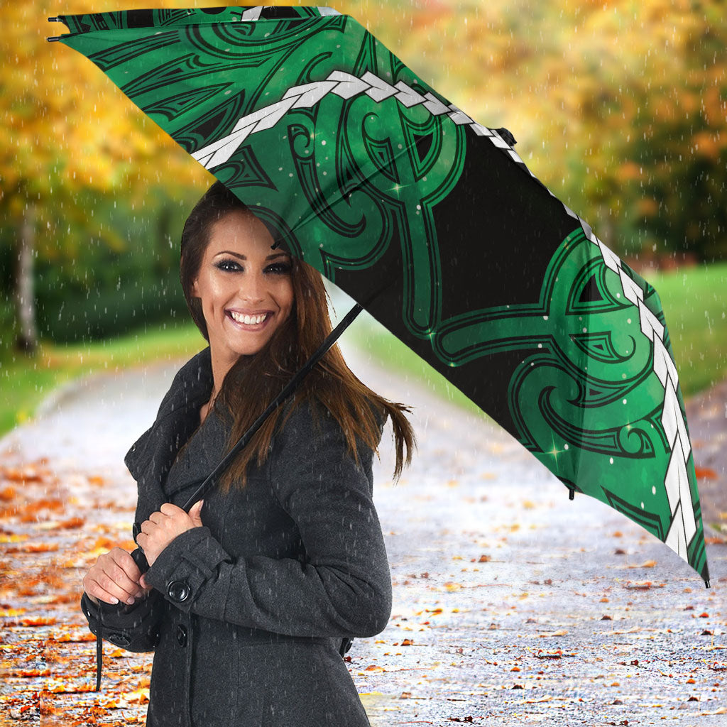Maori Matariki Manaia Kakariki Umbrella Maori Kowhaiwhai Pattern Galaxy LT01 - Polynesian Pride