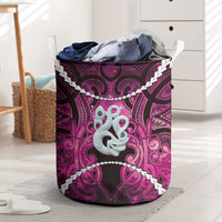 Maori Matariki Manaia Mawhero Laundry Basket Maori Kowhaiwhai Pattern Galaxy LT01 Pink - Polynesian Pride