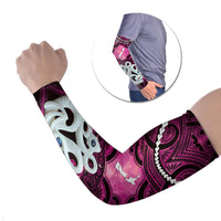 Personalised Maori Matariki Manaia Mawhero Arm Sleeves Maori Kowhaiwhai Pattern Galaxy LT01 Set of 2 Pink - Polynesian Pride