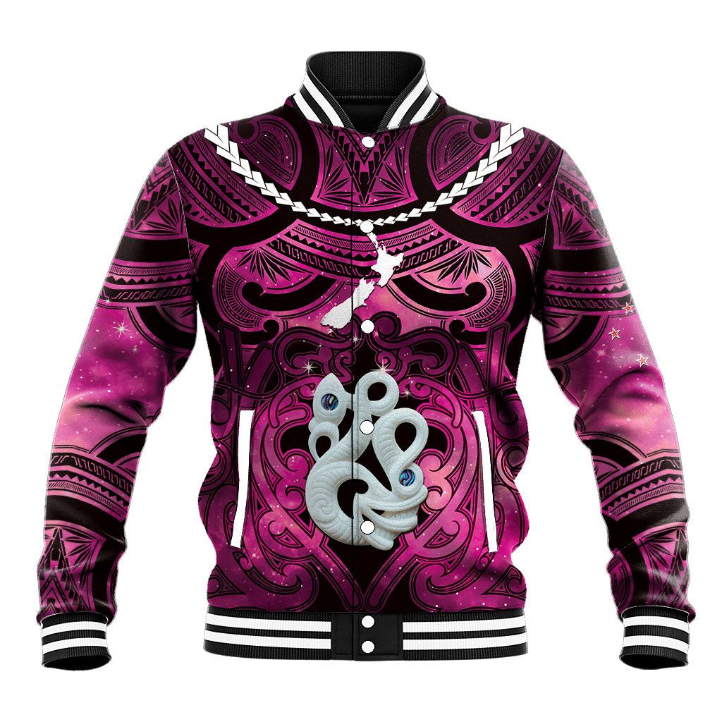 Personalised Maori Matariki Manaia Mawhero Baseball Jacket Maori Kowhaiwhai Pattern Galaxy