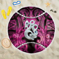 Maori Matariki Manaia Mawhero Beach Blanket Maori Kowhaiwhai Pattern Galaxy LT01 One Size 150cm Pink - Polynesian Pride