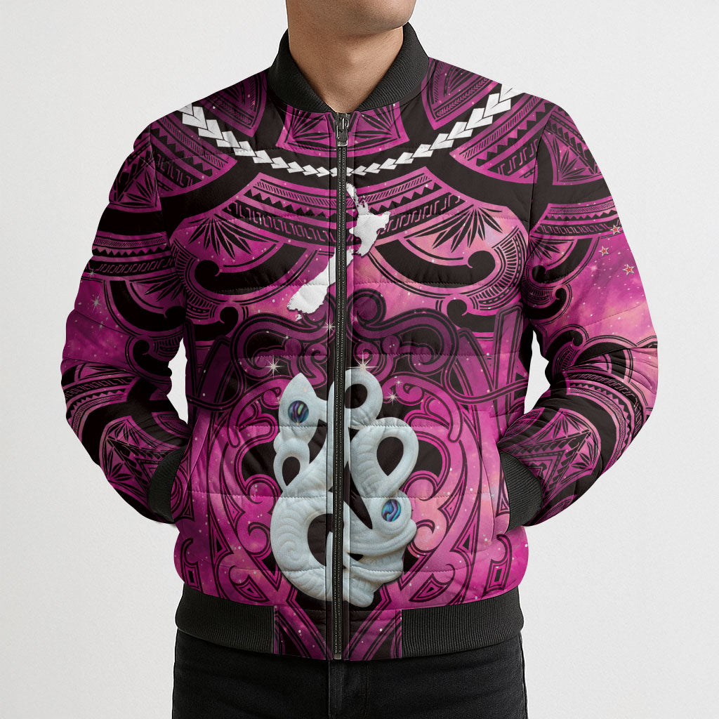 Personalised Maori Matariki Manaia Mawhero Bomber Puffer Jacket Maori Kowhaiwhai Pattern Galaxy LT01 - Polynesian Pride