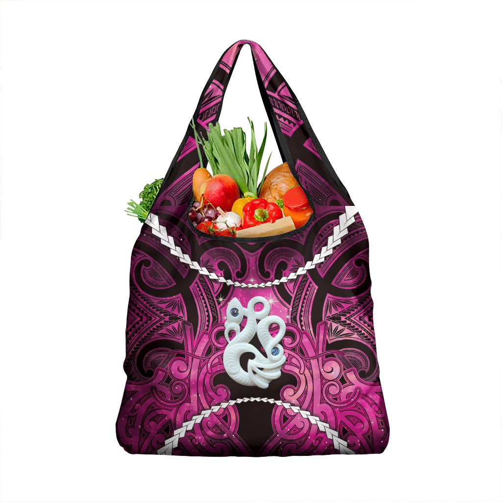 Maori Matariki Manaia Mawhero Grocery Bag Maori Kowhaiwhai Pattern Galaxy