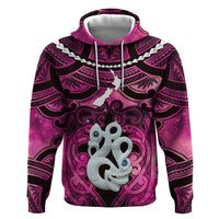Personalised Maori Matariki Manaia Mawhero Hoodie Maori Kowhaiwhai Pattern Galaxy LT01 Pullover Hoodie Pink - Polynesian Pride