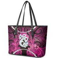 Maori Matariki Manaia Mawhero Leather Tote Bag Maori Kowhaiwhai Pattern Galaxy LT01 - Polynesian Pride