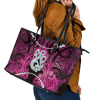 Maori Matariki Manaia Mawhero Leather Tote Bag Maori Kowhaiwhai Pattern Galaxy LT01 - Polynesian Pride
