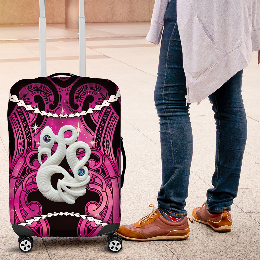 Maori Matariki Manaia Mawhero Luggage Cover Maori Kowhaiwhai Pattern Galaxy LT01 Pink - Polynesian Pride