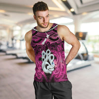 Personalised Maori Matariki Manaia Mawhero Men Tank Top Maori Kowhaiwhai Pattern Galaxy LT01 Pink - Polynesian Pride