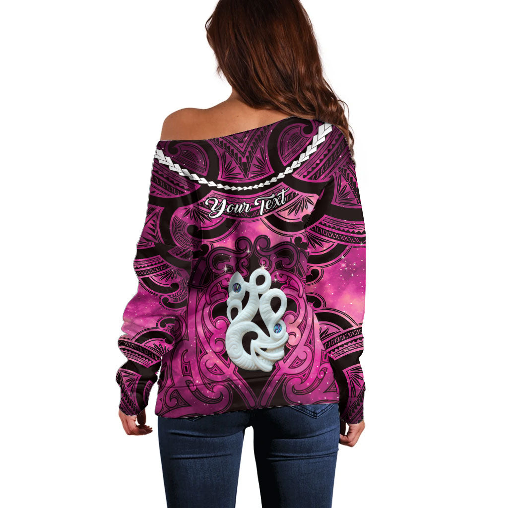 Personalised Maori Matariki Manaia Mawhero Off Shoulder Sweater Maori Kowhaiwhai Pattern Galaxy LT01 - Polynesian Pride