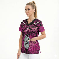 Personalised Maori Matariki Manaia Mawhero Scrub Top Maori Kowhaiwhai Pattern Galaxy LT01 - Polynesian Pride