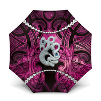 Maori Matariki Manaia Mawhero Umbrella Maori Kowhaiwhai Pattern Galaxy LT01 One Size Folded 11.42 inch Opened Diameter 37.4 inch Pink - Polynesian Pride