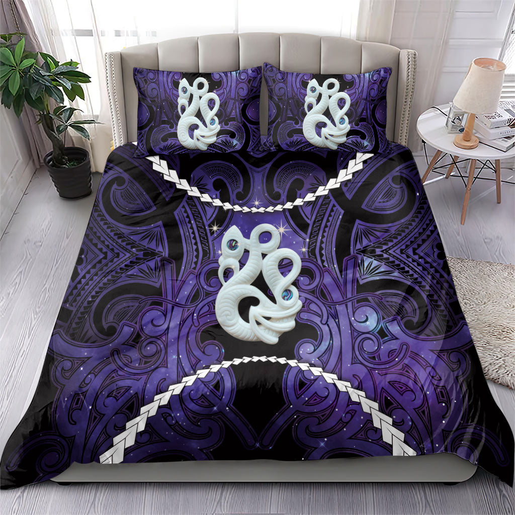 Maori Matariki Manaia Waiporoporo Bedding Set Maori Kowhaiwhai Pattern Galaxy LT01 - Polynesian Pride
