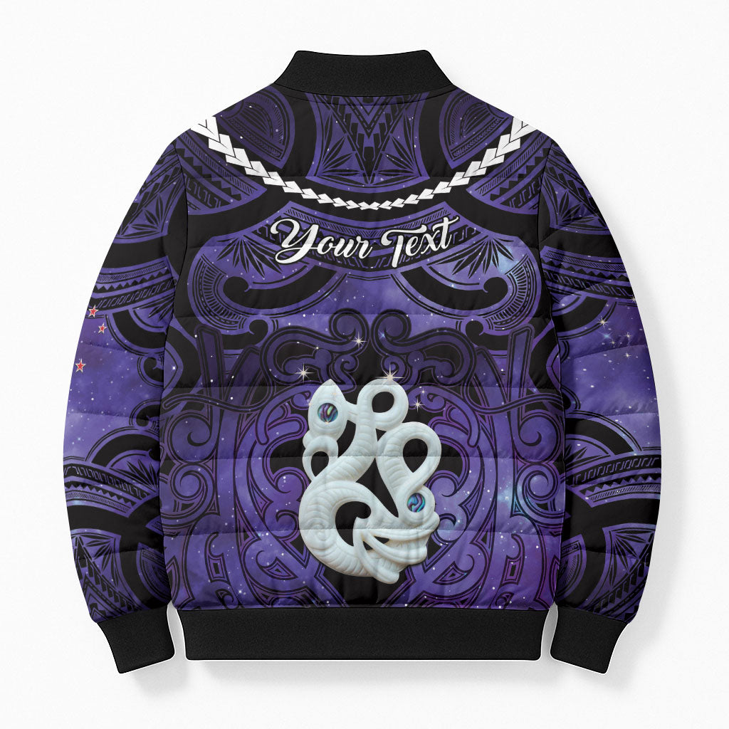 Personalised Maori Matariki Manaia Waiporoporo Bomber Puffer Jacket Maori Kowhaiwhai Pattern Galaxy LT01 - Polynesian Pride