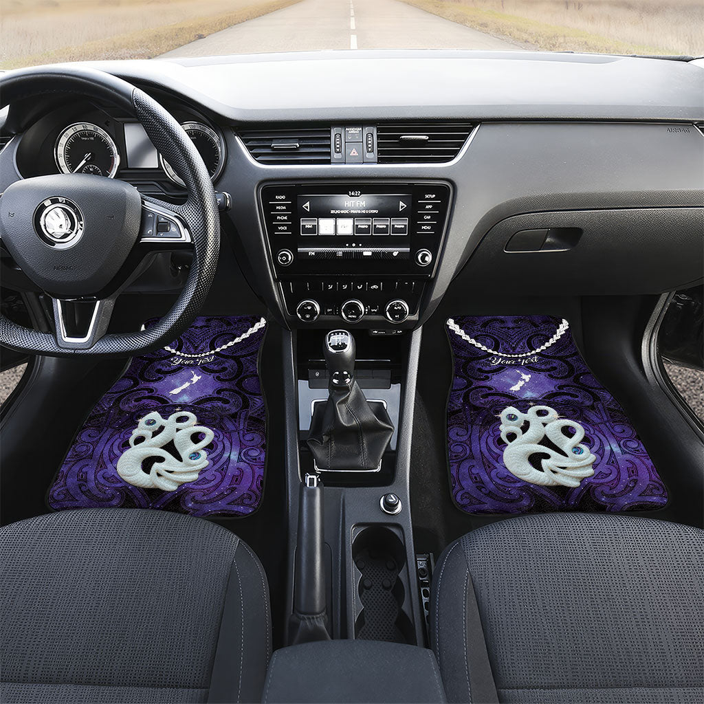 Personalised Maori Matariki Manaia Waiporoporo Car Mats Maori Kowhaiwhai Pattern Galaxy LT01 Set 2pcs - Front Purple - Polynesian Pride