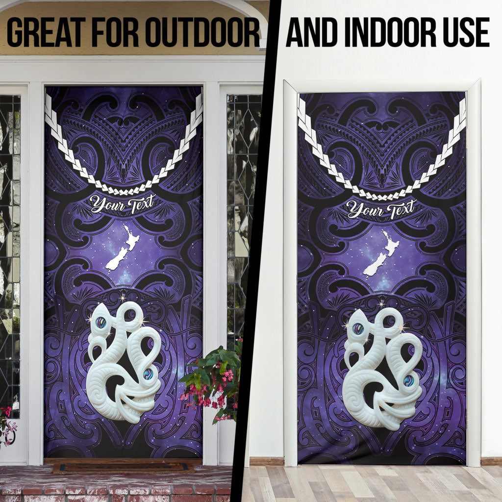 Personalised Maori Matariki Manaia Waiporoporo Door Cover Maori Kowhaiwhai Pattern Galaxy LT01 - Polynesian Pride