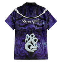 Personalised Maori Matariki Manaia Waiporoporo Family Matching Off The Shoulder Long Sleeve Dress and Hawaiian Shirt Maori Kowhaiwhai Pattern Galaxy LT01 - Polynesian Pride